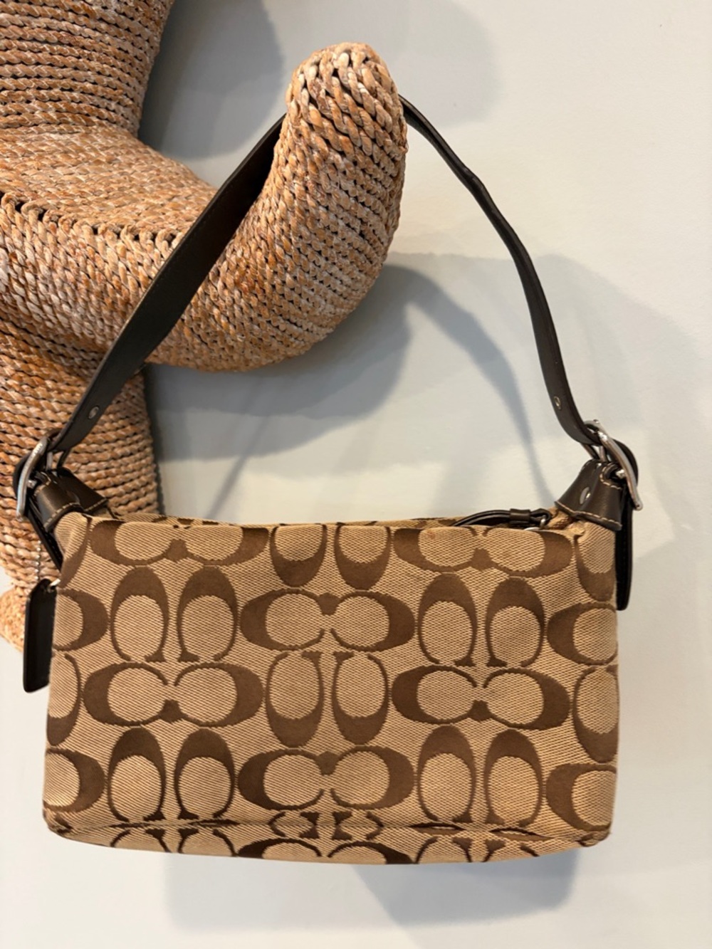 Coach Signature Canvas Shoulder Bag in Brown & Tan - Picture 5 of 8